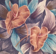 Vtg 80s Hawaii Blues anthurium floral Hawaiian button-front shirt size LARGE