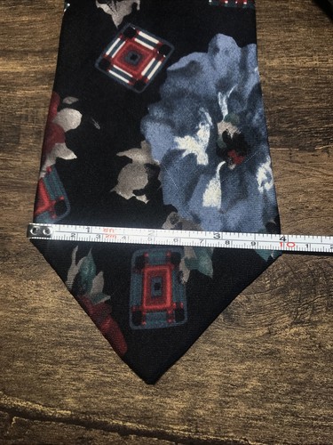 ZYLOS George Machado 100% Silk Tie Floral Blue Red Burgundy Abstract Design - Picture 3 of 7