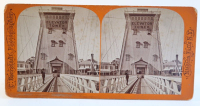 Elevator Tower Niagara Falls New York Bierstadt Stereoscope Stereoview Card