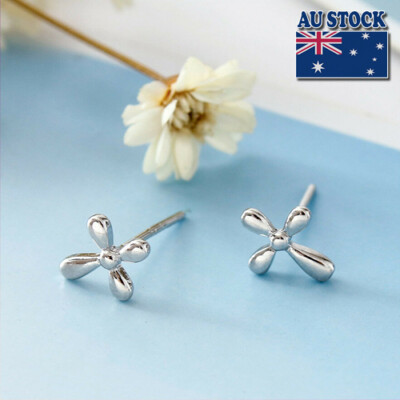 Genuine 925 Sterling Silver Cross Flower Cross Stud Earrings Jewellery Gift