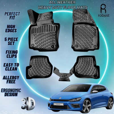 Custom Car Floor Mats For VW Scirocco 2008-2017 TPE Rubber All Weather 3d Liners