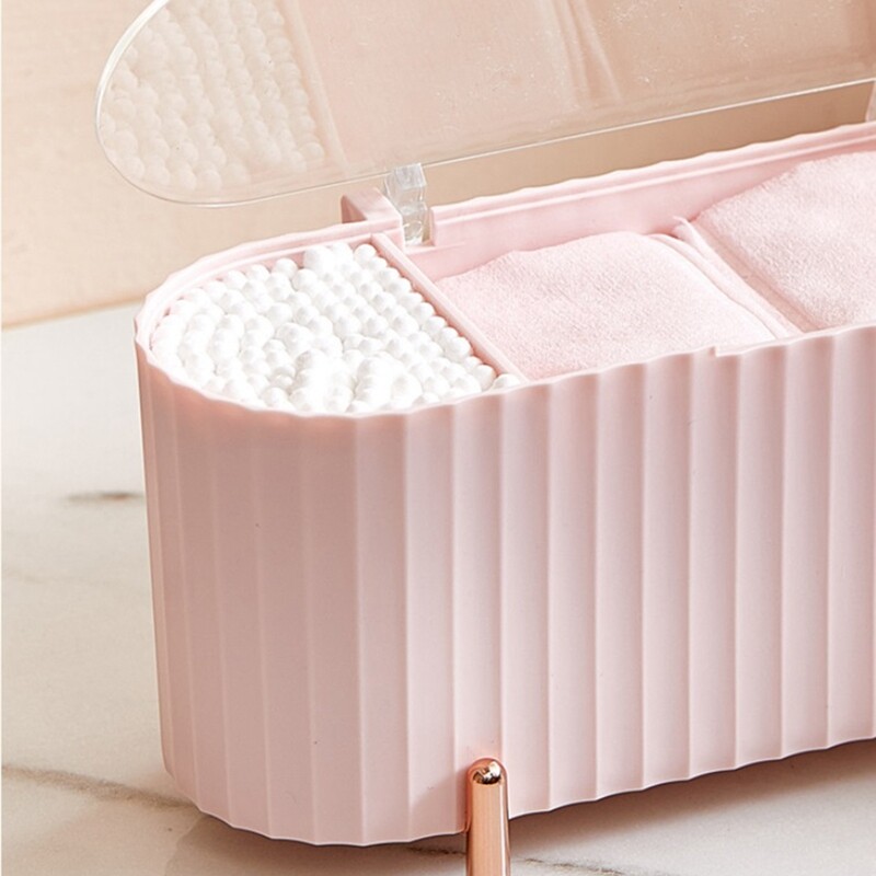 Desktop Cotton Swabs Dispenser Holder Cotton Ball Storage Box Jar for