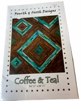 Fourth & Sixth Designs COFFEE & TEAL Quilt Sewing Pattern  54.5'' X 66.5 Throw