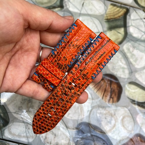 22mm/20mm Genuine Lizard leather watch strap band, leather watch strap Orange - Picture 5 of 18