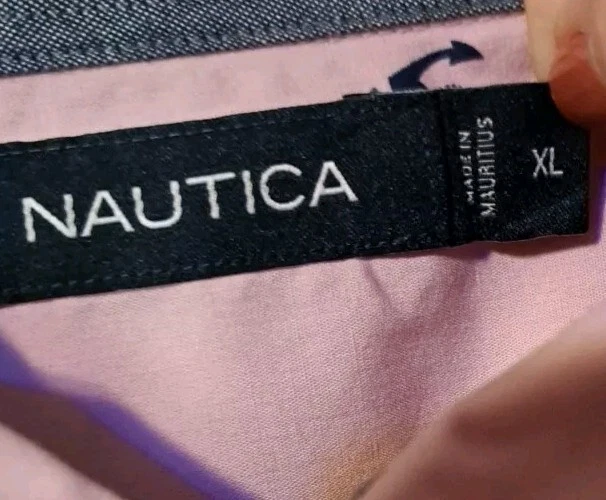 Camisa de vestir Nautica para hombre rosa ancla con botones manga larga preppy XXL 50 pecho Foto 3 de 4