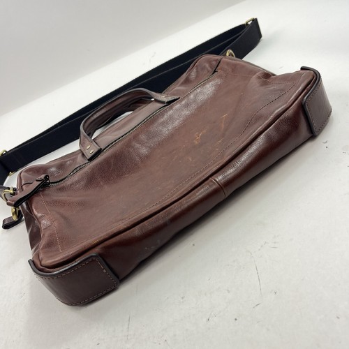 Fossil Brown Leather Messenger Bag Briefcase Shoulder Carry Cow Hide - Picture 3 of 16