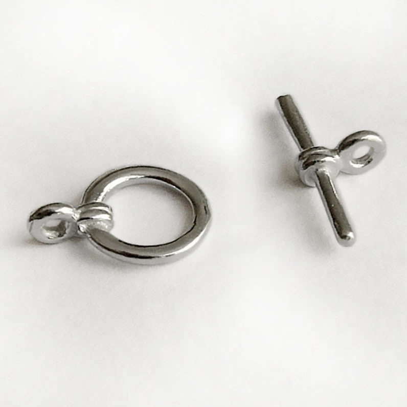 Small Sterling 925 Silver Link Toggle Clasp Ring T Bar For