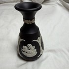 Wedgwood Black Basalt Greek Relief Small Bottle Vase Ceramic Matte Greek Figures — photo 3