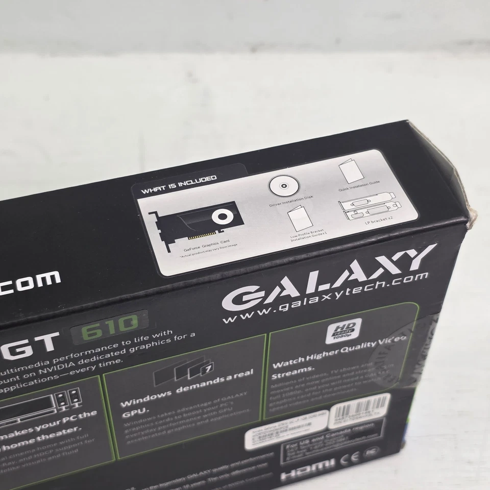 Galaxy NVIDIA GeForce GT 610 GC 1GB DDR3 PCIe Video Card 61TGS4HX2LTX Rare NOS - Image 3 of 4