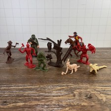 Lot Of 9 Vintage Army Men Toys Indians Cowboys Decor