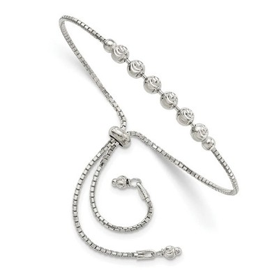 Verstellbares Armband Sterlingsilber rhodiniert Diamantschliff Perlen