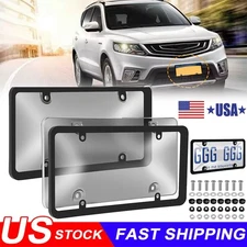 New Unbreakable License Plate Covers+Frames Auto Tag Shield Protector Front Rear