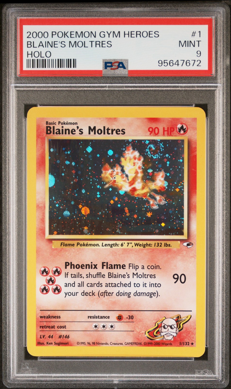 2000 POKEMON GYM HEROES HOLO #1 BLAINE'S MOLTRES PSA 9