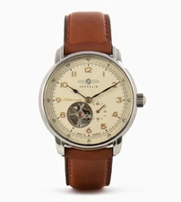 Zeppelin Automatic Men's Watch Beige Dial Leather Band Méditerranée 9666-5