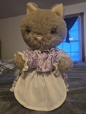 VINTAGE BEATRIX POTTER Eden Tabitha Twitchit Plush Cat, Purple Dress AP 12" Tall