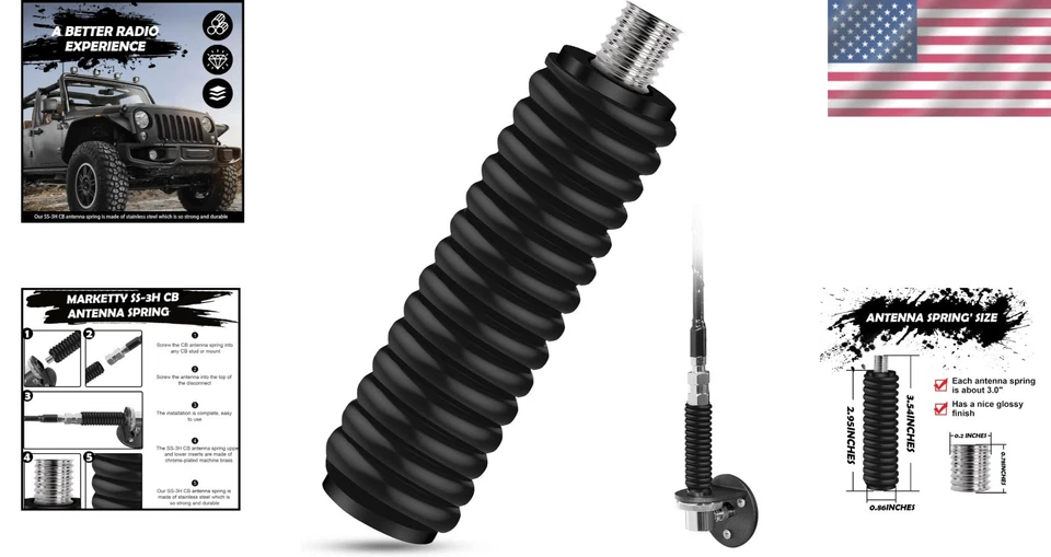 Flexibility CB Antenna Mount Spring Protects Antenna & Vehicle Heavy Duty - image 2 of 4