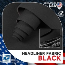 Black Flat Knit Headliner Fabric Foam Backed for Car Roof Liner Repair 60"x60"