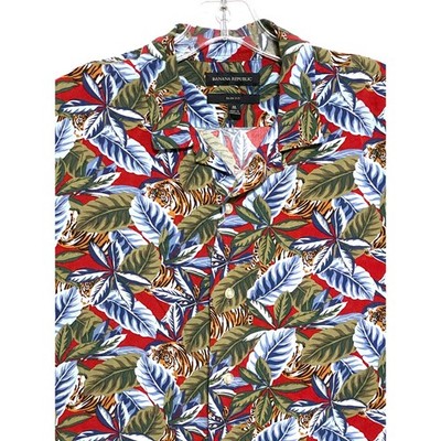 Banana Republic Slim Fit Tiger Jungle Print Button Shirt Mens M Tropical Safari
