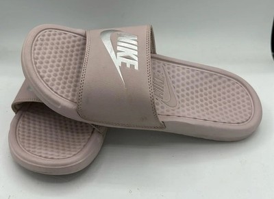 women's particle rose & silver Nike Benassi JDI slides size 8