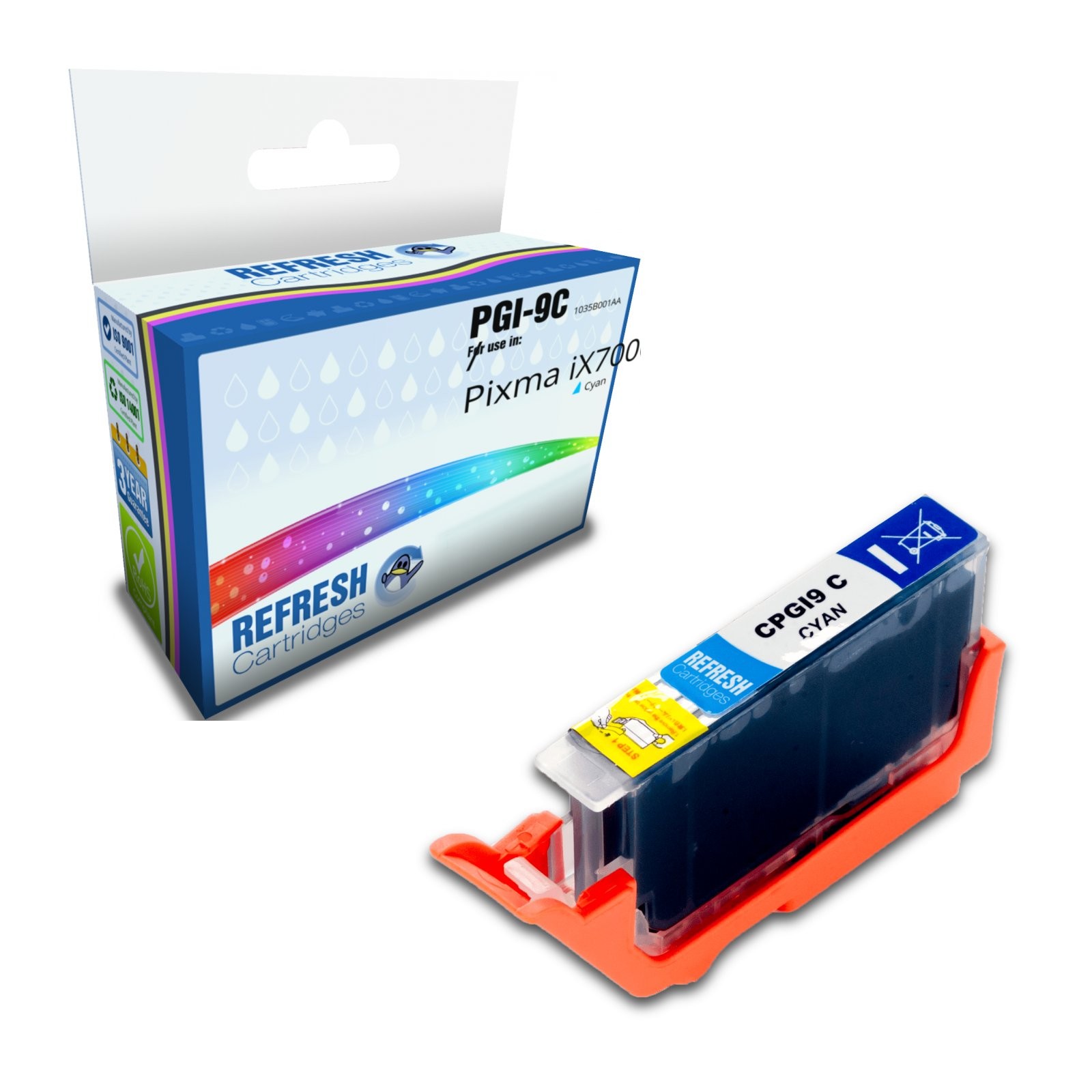 Refresh Cartridges Cyan PGI-9C Ink Compatible With Canon Printers