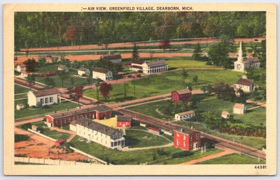 #ad #ad 1947 Greenfield Village Dearborn MI Air View Linen Postcard Michigan $2.95