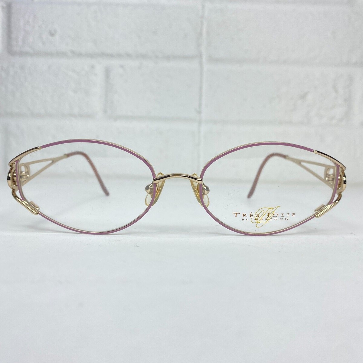 MARCHON Tres Jolie 56 Gold/Pink Women's Eyeglasses Plastic Frame