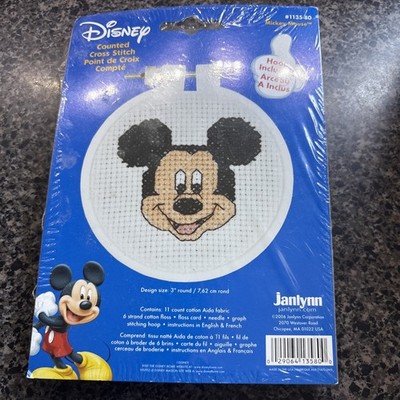 Disney 2006  Mickey Counted Cross Stitch Kit Janlynn Hoop Included open pack