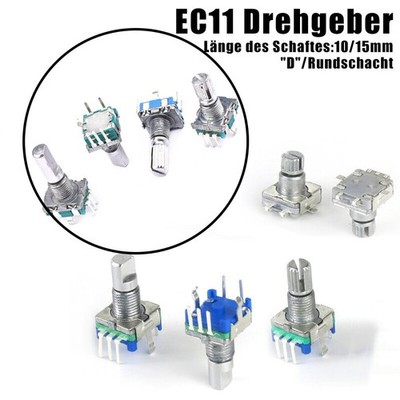 EC11 Drehgeber 5 Pin Audio Digital Potentiometer mit Schaltergriff 10/15/20mm