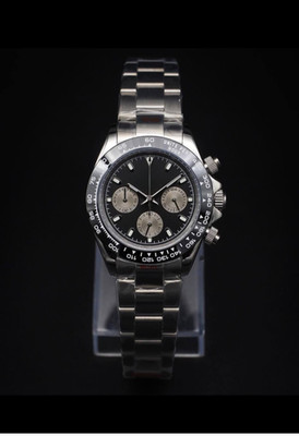 Custom Built Chronograph Watch | VK63 Quartz | Black Dial | Silver Subdials