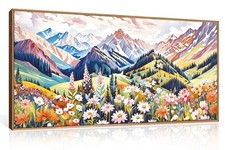 Large Colorful Scenery Framed Canvas Wall Art, Abstract Floral Mountain Wall ...