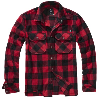 Brandit Jeff Fleece Shirt Long Sleeve Rot Schwarz XXL Karo Holzfäller Hemd