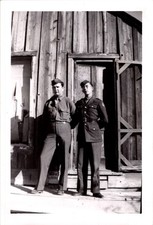Vintage WWII Era Photo - Two US Army Soldiers in Uniform - Black  White
