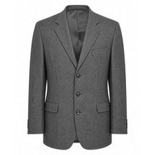 Oscar de la Renta Mens 42L Wool Sport Coat Blazer Grey Houndstooth 3-Button