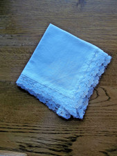 Vintage White Lace Trimmed Cotton Hankie