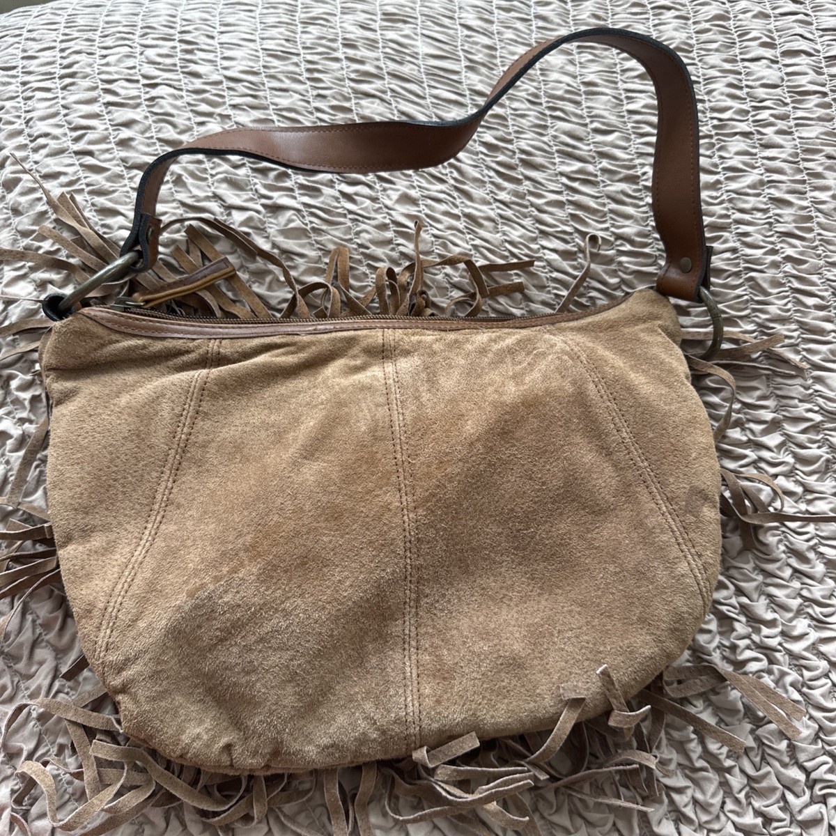 Fashion Express Brown Leather Fringe Purse Shoulder Bag | eBay