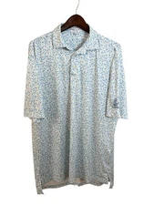 Peter Millar Summer Comfort AOP Polo Shirt Large White Fiddlesticks Ft Myers FL