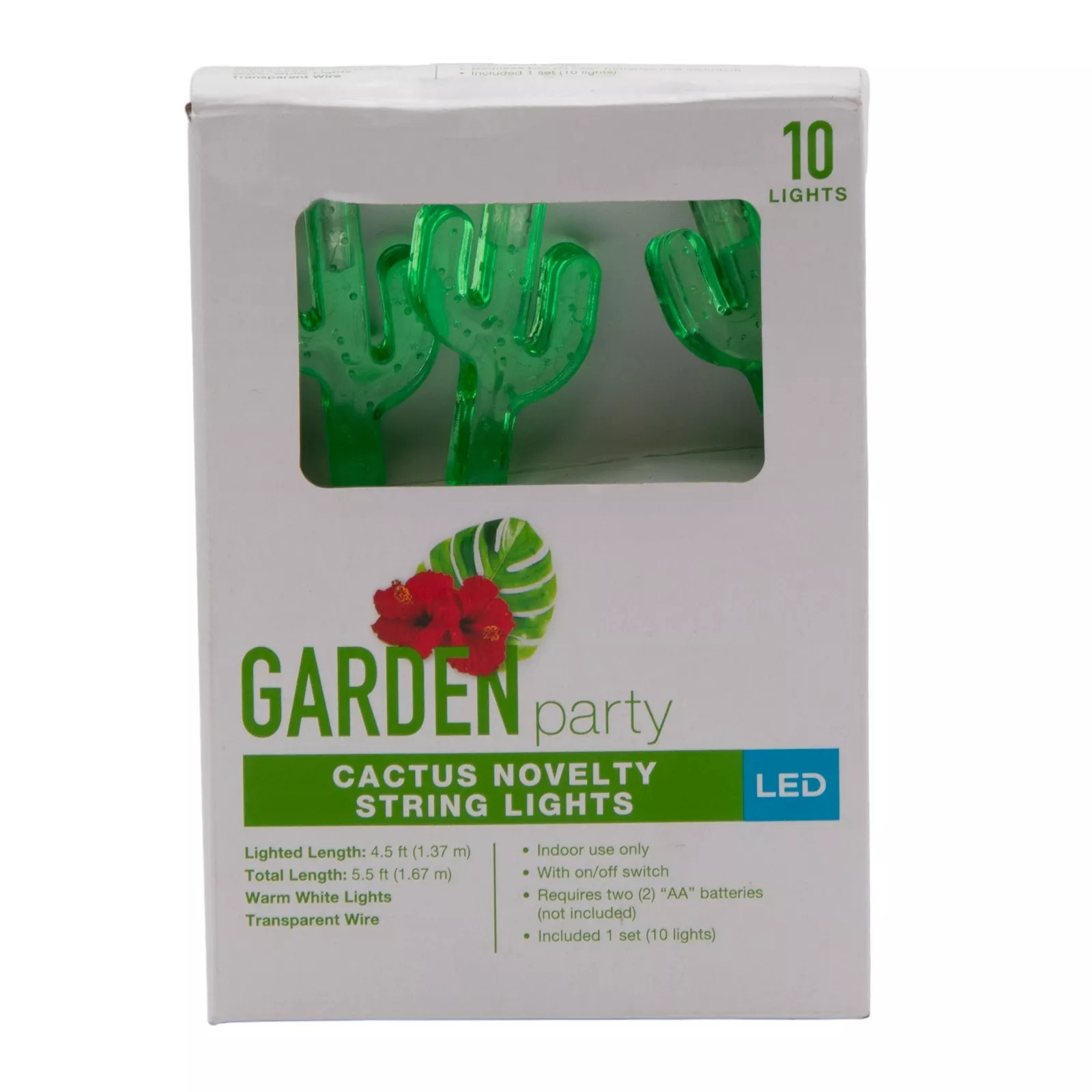 Вечеринка в саду с 10-ламповыми светодиодными гирляндами Cactus LED на батарейках теплого белого цвета