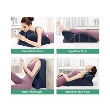 MOONYOOU Ergonomic Memory Foam Bed Wedge Pillow w/ Removable Washable Cover Blue