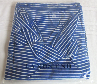 Lands' End Cotton Blend Short Sleeve Draped Neck Shirt Style #426681 Blue 2X NEW