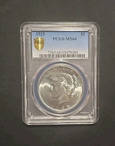 1925 Peace Silver dollar PCGS MS64 Brilliant Uncirculated Beatiful Coin