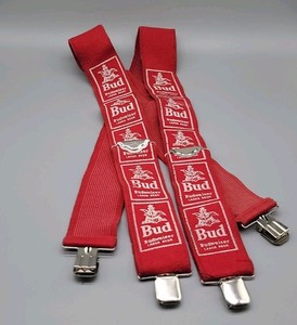 Rare Vintage Bud Budweiser Lager Beer Red Suspenders