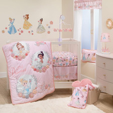  LAMCR Disney Princesses Nursery Baby Crib Bedding Set, Pink, 3 Count