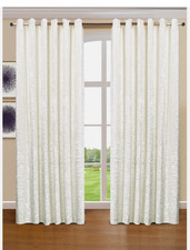 Luxury Plush Velvet Curtains Fully Lined Eyelet Ring Top Pair With Tiebacks UK