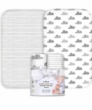 100 Organic Cotton 2 Pk Bedside Sleeper Bassinet Fitted Mattress Sheets