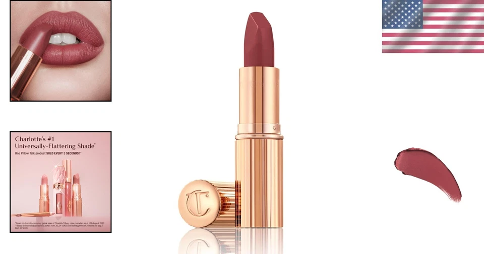 Lápiz labial suave mate Pillow Talk: edificable, elegancia rosa baya de larga duración Foto 2 de 4