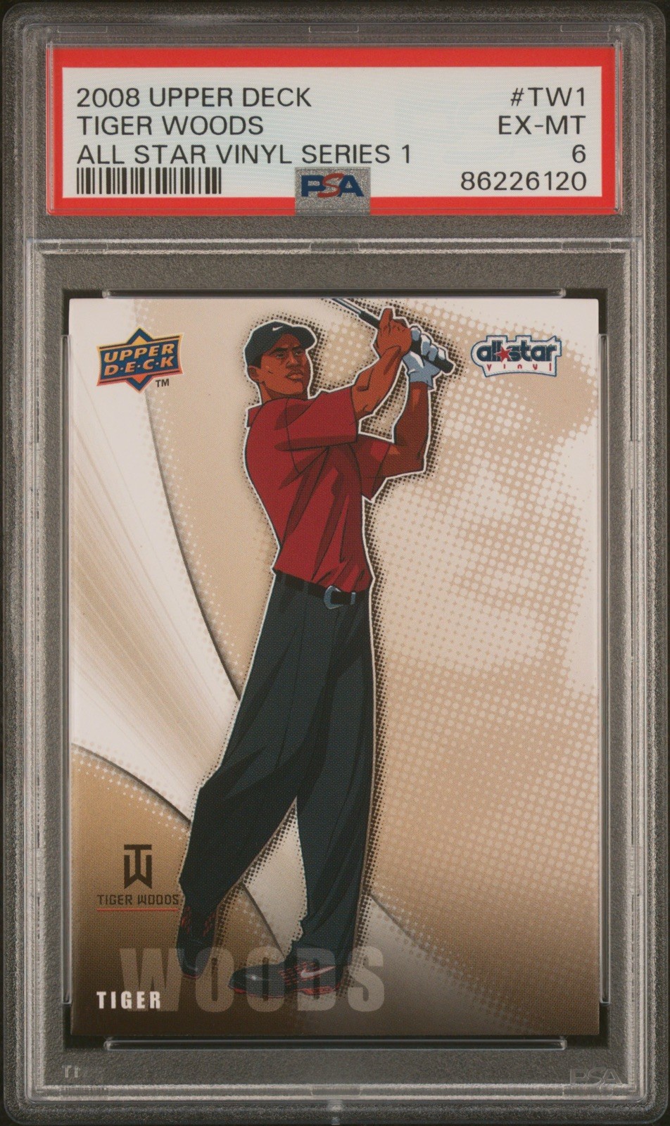 Pop 3 PSA 6 Tiger Woods 2008 Upper Deck All Star Vinyl SSP Rare Anime Manga