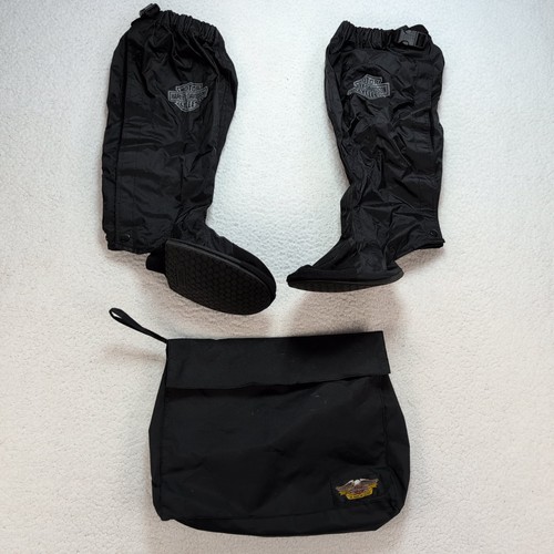 Harley Davidson Rain Gaiters Motorcycle Boot Covers Waterproof w/ Bag Size Large