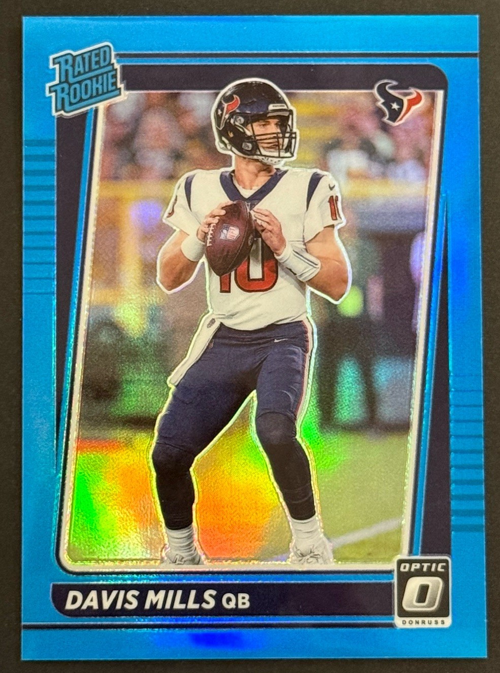 2021 Panini Donruss Optic Rated Rookie Davis Mills #222 Aqua Prizm /299 (RC)