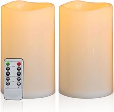 12"x5" Waterproof Extra Large Outdoor Flameless Candles Battery Operated LED 2pc