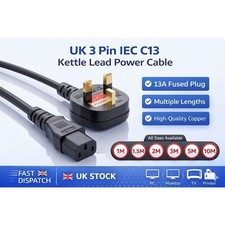 WALLPAPER STEAMER STRIPPER MAINS LEAD CABLE 13A PLUG TO C15 PLUG 1/2/3/5/10M uk